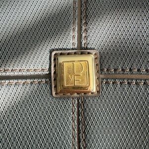 Diane Von Furstenberg green and copper accent tote bag